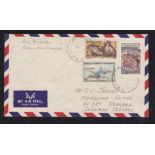 French New Caledonia 1977 airmail Env with 1959 adhesives used Papua-New Guinea Port Moresiby to