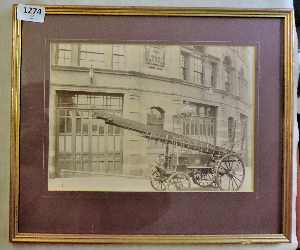 Framed Print-1920';s First Dire Truck, in York with ladders, horse has escaped, beautiful condition