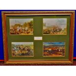 Waterloo - Four prints depicting scenes from the battle. Framed together in a single frame. Nice