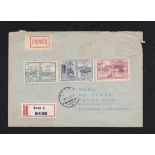 Czechoslovakia 1949 UPO Set on registered (Bronze) Express FDC to Vaduz