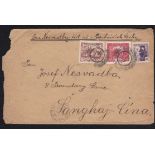 China 1926 Env Tannwald (Czech) to Shanghai, rather tatty but scarce destination.