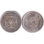 Mozambique 1935 2 1/2 Escudos, KM 61, scarce, GVF type coin. Scarce