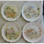 Wall Plates (4)-Royal Albert Bone China plates, design from the cottage garden year series, Winter