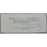 1837 Reciept from the Most Noble The Marquess of Hertford for one half years ground rent