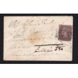 Great Britain Lincolnshire 1848 small env to Market Raisen; re-addressed to Caister with 1d red (897