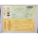 Russia (Siberia) 1918 100 Rubles Bill of Exchange, PS80, good fine 1918 5000 Rubles, S833, fine