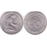 Germany 1949F 50 Pfennig, KM 104, AUNC nice coin