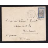French Colonies Madagascar 1927 Env Tanan to Toulouse, 50c adhesives