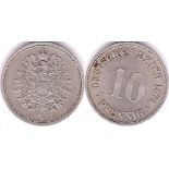 Germany 1874B 10 Pfennig, GVF/NEF, KM 4
