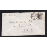Great Britain 1879 Env Paddington to Calcutta with 6d grey, plate 16, tied by Paddington Duplex, '