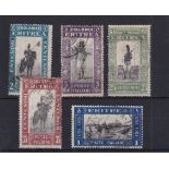 Italian Eritrea 1930 selection of five used stamps, April definitive's Cat value £38
