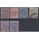 Italy 1901-Mint and used definitive selection of (6) Stamps noted (SG67-25c) blue cat value £200