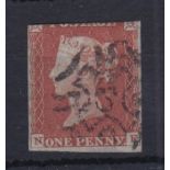 Great Britain 1841 1d Red Imperf No. 3 in M.X., SG8M. 3 margins crease, scarce.