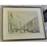 Print - Delightful coloured print of scene Piccadilly from Old Bond Street, London. Lots of