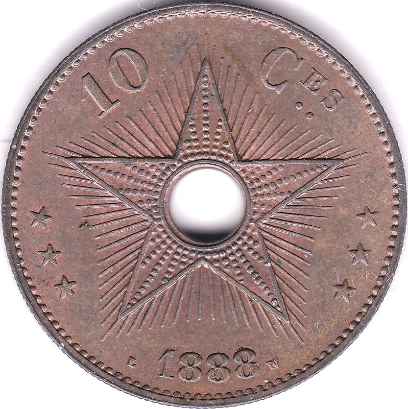 Belgian Congo 1888 10 Cents, KM 4, AUNC - Image 3 of 3