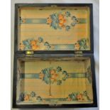 An Attractive Inlaid Wooden Box-Paper lined and measuring 10"x6.1/2"x4" - a small amount of