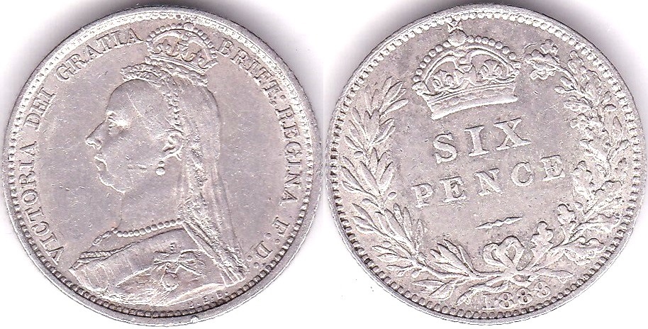 Great Britain 1888 Sixpence, Ref: 3929, EF