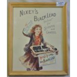 Framed Advertising print-'Nixey's and Grates, very good condition, glass missing on frame.