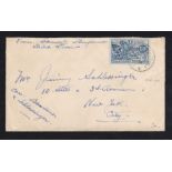 French Colonies St Pierre Et Miquelon 1934 env to New York, Paris 1fr, 50c (SG 138) scarce