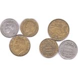 Monaco 1950 20 Francs, GVF+ KM131, Monaco 1950 50 Francs, KM132, type coin and Monaco 1956 100
