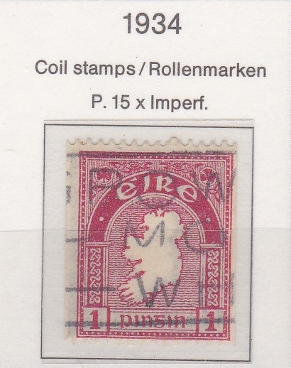 Ireland 1922-34 - 1d Coil, perf 15 x imperf.