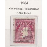 Ireland 1922-34 - 1d Coil, perf 15 x imperf.