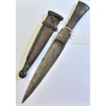 African Jambiya knife, leather bound with interesting brass hilt. An excellent example