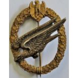 German WWII Pattern Air Parachutists Badge for the army, no makers marks. See Terms and Conditions.