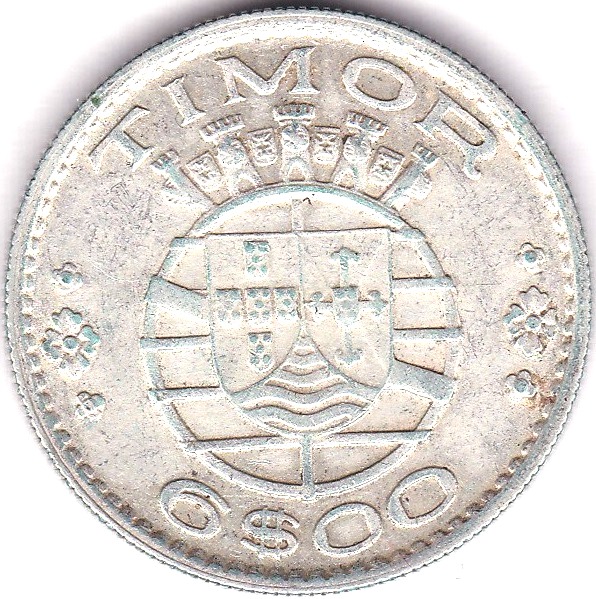 Timor 1958 6 Escudos, KM 15, AUNC - Image 2 of 3