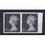 Great Britain Errors and Varieties 1972 £1 Machin, SG 831b, Error Imperforate Pair, u/m