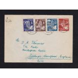 Germany 1951 (4/1) Envelope Naumburg to London with 1950 Peace set (SG E33/36, Mi 276/279)