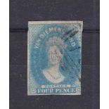 Australia (Tasmania) 1857-67 -Four pence, bright blue, (SG38) fine, used.