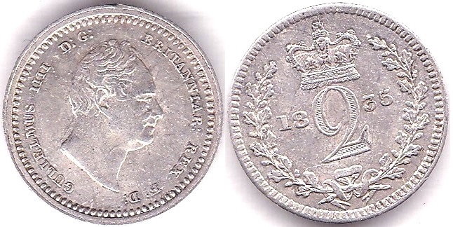 Great Britain 1835 Maundy 2d, Ref: 3843, N/UNC