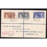 British Guiana 1937(17th Aug) registered envelope with coronation set first day registration 6cds,