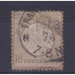 Germany 1872 fine used small shield definitive 18K value thinned at top L.H. Corner, SG 13, cat