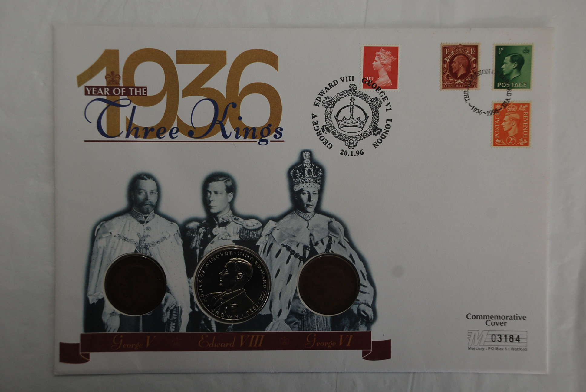 Great Britain 1996-1936 - Year of the Three Kings stamp and coin cover with special handstamp and