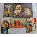 Art Postcards (6) - The Marriage in Cana of Galilee, The Crucifixion Artist Reni, Printer Misch, The