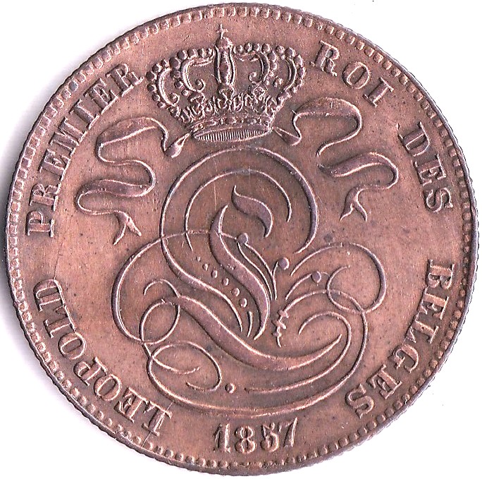 Belgium 1857 5 Cents, KM 5.1, GEF/AUNC with lustre, slight historical polishing, scarce - Image 2 of 3