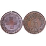 Switzerland Red Cross Bronze Six Pence Token, AUNC, Scarce