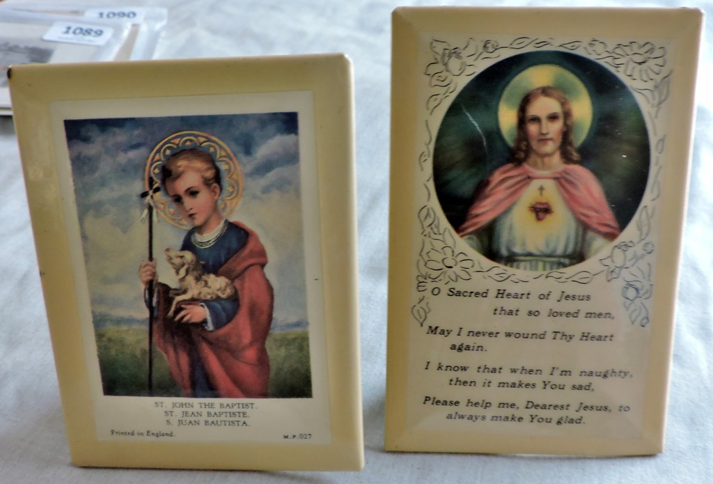 Religion - Two early cards in original photograph stand-up frames (2)