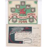 Wales 1944-South Wales District-Christmas Card by Tuck, and a Portland from Banger, North Wales