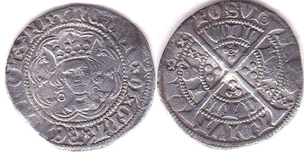 Henry VI (First Reign 1422-61) Annulet issue (1422-30) Halfgroat of Calais-Annulets either side of