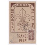 Scouts-Model Jamboree France- official post card with Jamboree stamp + L/S