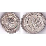 Trajan Decius AD 249-251 Billon Antoninanus rev: Adventus AVG. Trajan Decius on horseback. About