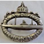 German WWI U-Boat war badge, makers marked (sold as seen)