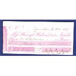 Great Britain - Cheque - Messrs Harveys & Hudsons Bankers Norwich, Cheque 'Bearer', Wymondham red on