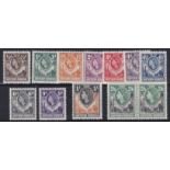 Northern Rhodesia 1953 definitive's: SG 61-70 (1/2d - 1/- m/mint), SG 71 (2/6 - u/m mint pair), (