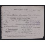 Lloyds Bank Ltd, Marlborough, Used Order (1919) No Revenue Marlborough Union Cheque. Black on Grey