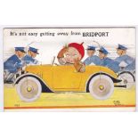 Attwell-Lacy Mabel Comic-Auto novelty pull out card - it's not easy getting away from Bridport- used