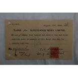 India (Nundy Droof Mines) 1950 Receipt for Granite Supplied. 1 Anna stamp